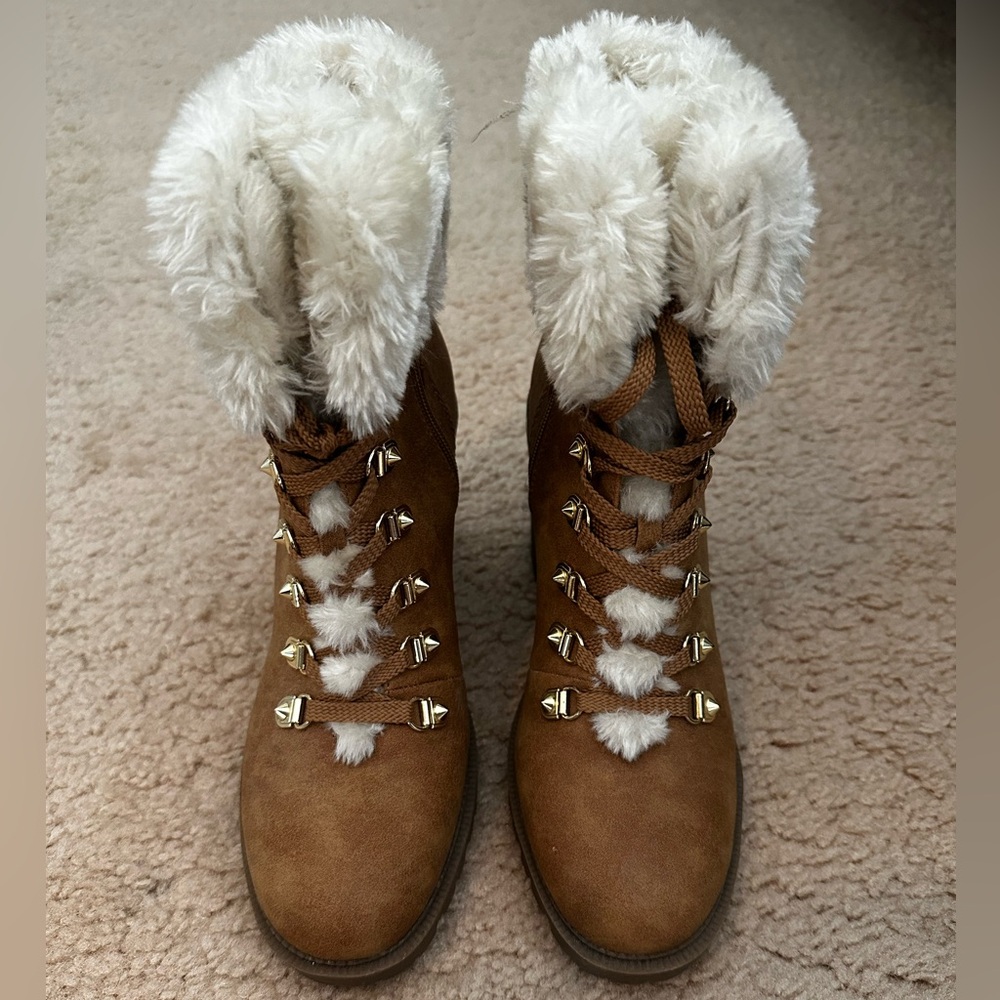 G by Guess | Faux Fur Chunky Heel boots.